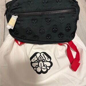 Alexander McQueen Black and Green Skull Print Crossbody